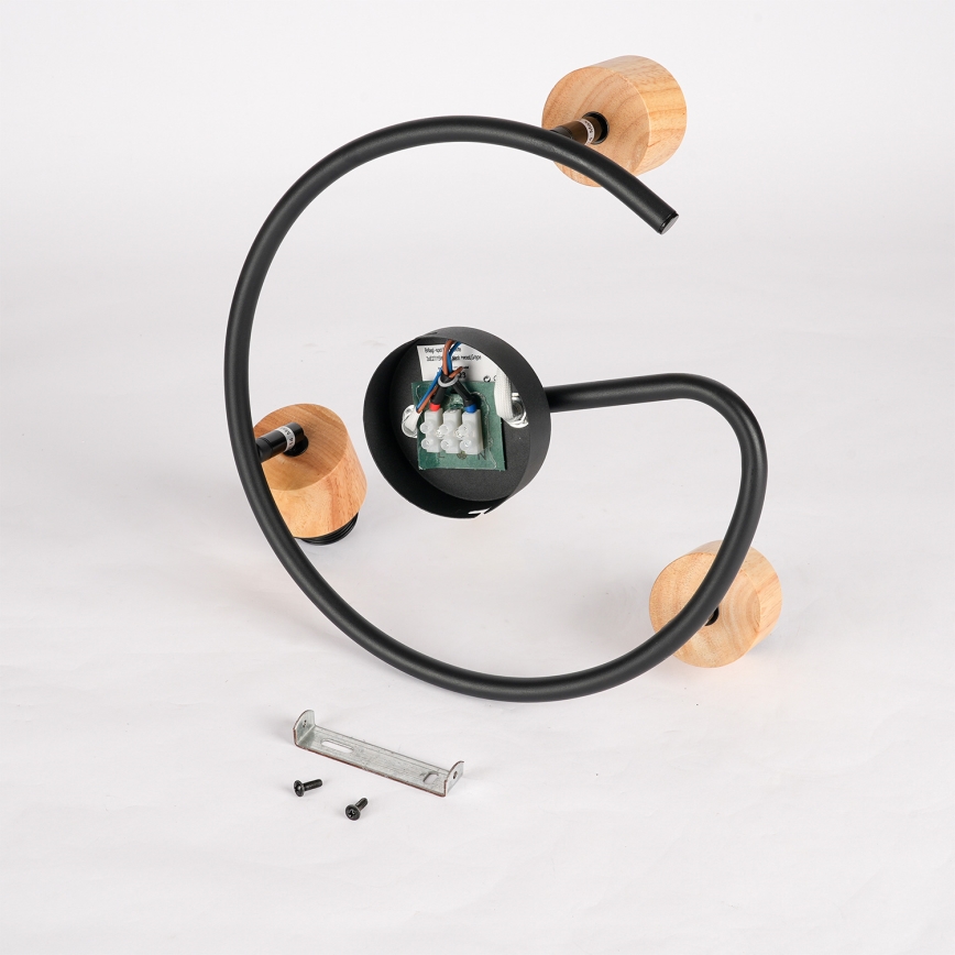 Brilagi - Oprawa punktowa BASKLITE 3xE27/15W/230V drewno/czarny