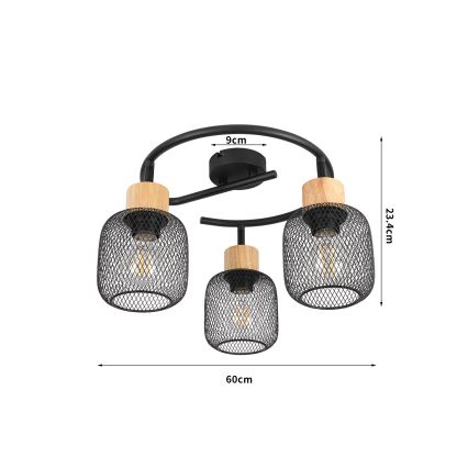 Brilagi - Oprawa punktowa BASKLITE 3xE27/15W/230V drewno/czarny