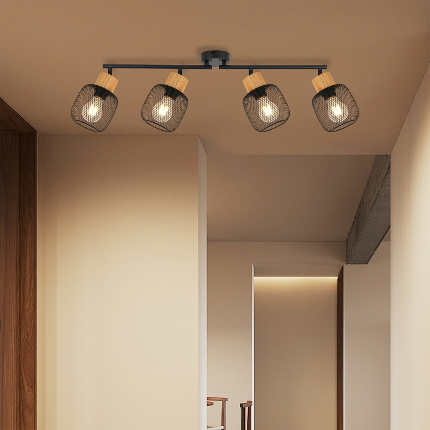 Brilagi - Oprawa punktowa BASKLITE 4xE27/15W/230V drewno/czarny