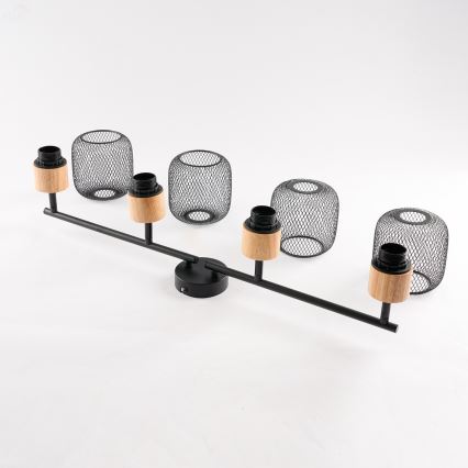 Brilagi - Oprawa punktowa BASKLITE 4xE27/15W/230V drewno/czarny