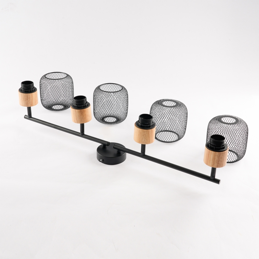 Brilagi - Oprawa punktowa BASKLITE 4xE27/15W/230V drewno/czarny