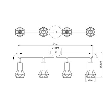 Brilagi - Oprawa punktowa CAGE 4xE14/40W/230V