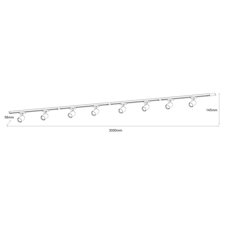 Brilagi - Oprawa punktowa do systemu szynowego HUSKY 8xGU10/10W/230V czarna