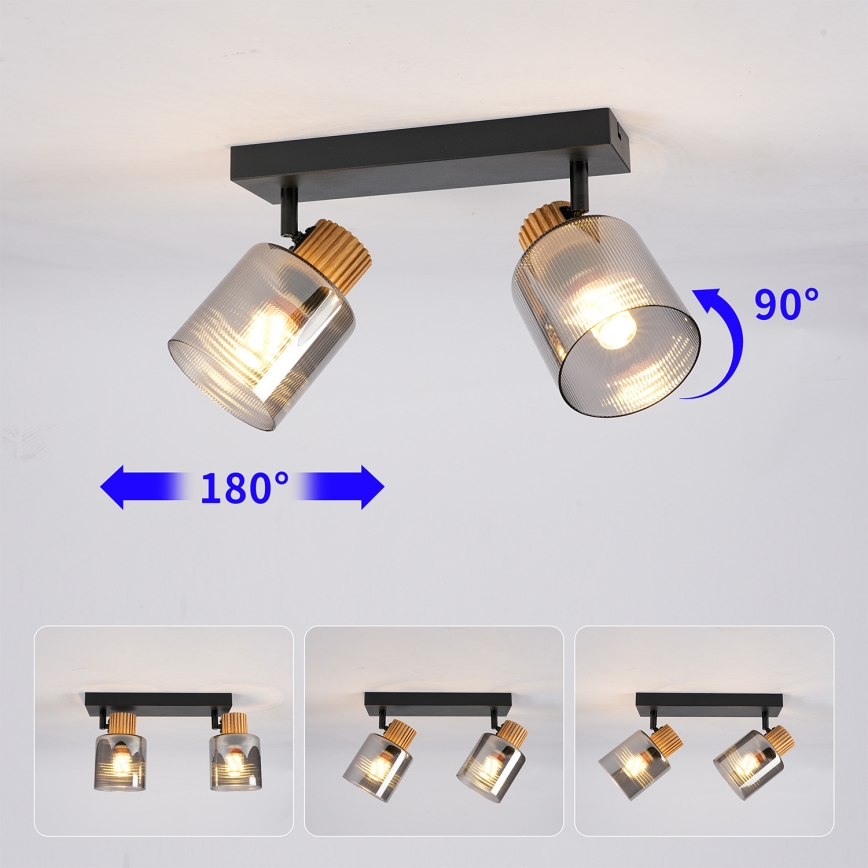 Brilagi - Oprawa punktowa HYGGE 2xE14/15W/230V czarna/dymiona