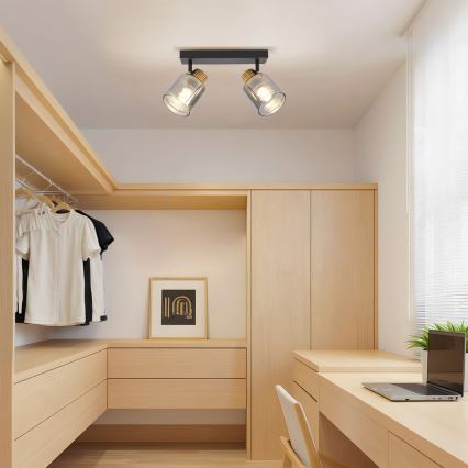 Brilagi - Oprawa punktowa HYGGE 2xE14/15W/230V czarna/dymiona