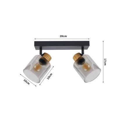 Brilagi - Oprawa punktowa HYGGE 2xE14/15W/230V czarna/dymiona