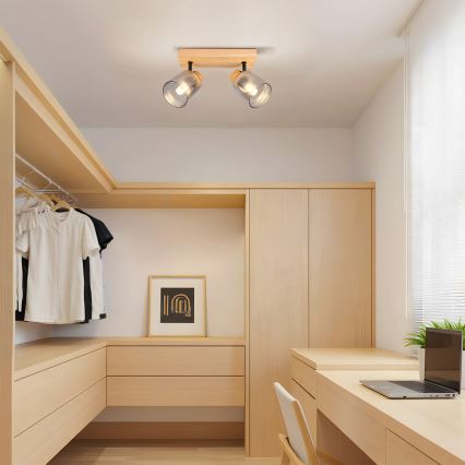 Brilagi - Oprawa punktowa HYGGE 2xE14/15W/230V drewno kauczukowe/dymione