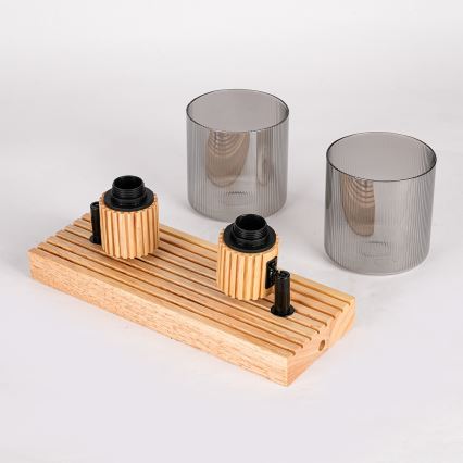 Brilagi - Oprawa punktowa HYGGE 2xE14/15W/230V drewno kauczukowe/dymione