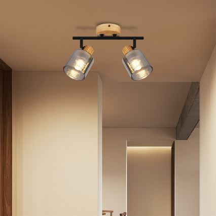 Brilagi - Oprawa punktowa HYGGE 2xE14/15W/230V drewno/przydymione