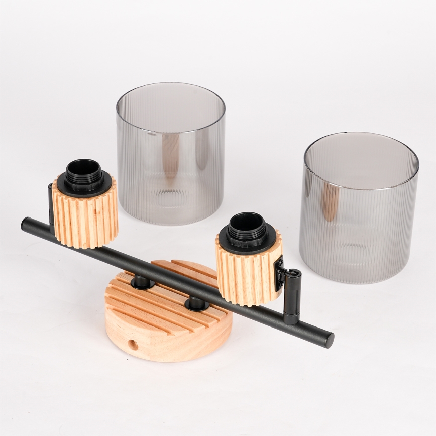 Brilagi - Oprawa punktowa HYGGE 2xE14/15W/230V drewno/przydymione