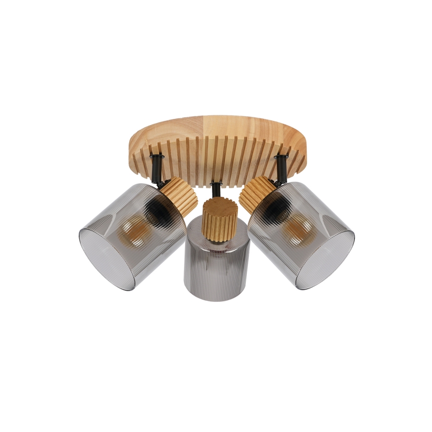 Brilagi - Oprawa punktowa HYGGE 3x E14/15W/230V drewno kauczukowe/przydymione