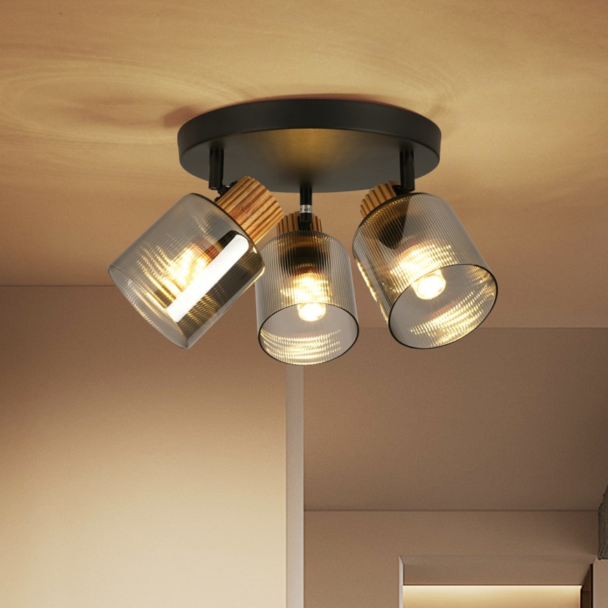 Brilagi - Oprawa punktowa HYGGE 3xE14/15W/230V czarna/przydymiona