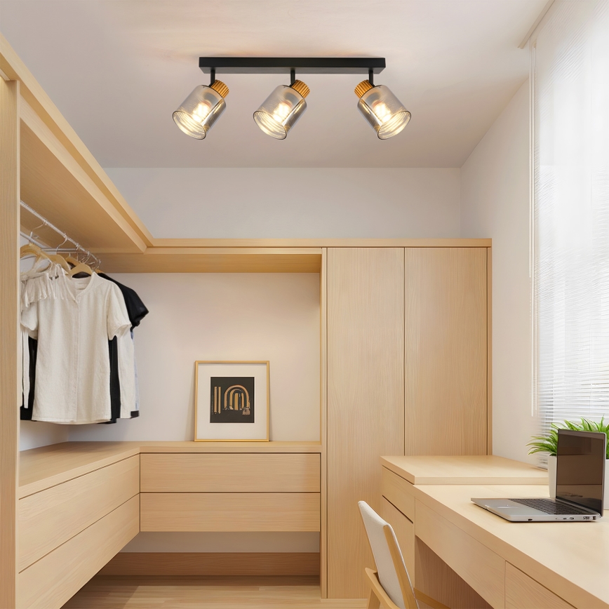 Brilagi - Oprawa punktowa HYGGE 3xE14/15W/230V czarna/przydymiona