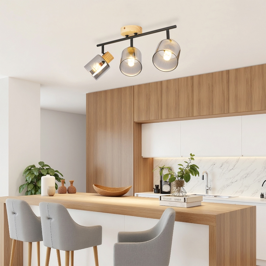 Brilagi - Oprawa punktowa HYGGE 3xE14/15W/230V czarna/przydymiona