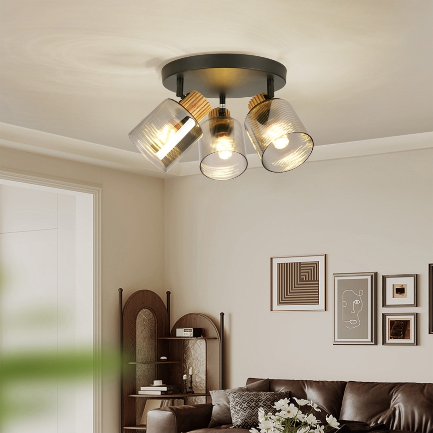 Brilagi - Oprawa punktowa HYGGE 3xE14/15W/230V czarny/dymiony