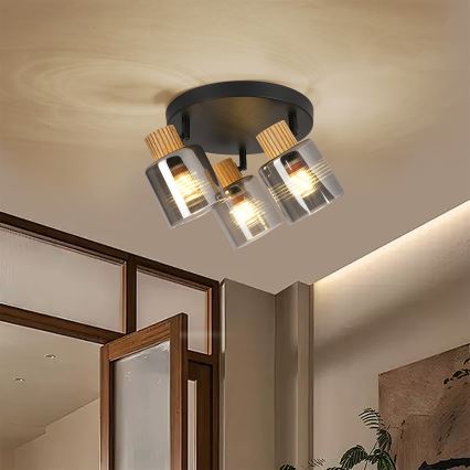 Brilagi - Oprawa punktowa HYGGE 3xE14/15W/230V czarny/dymiony