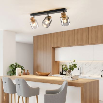 Brilagi - Oprawa punktowa HYGGE 3xE14/15W/230V czarny/przydymiony