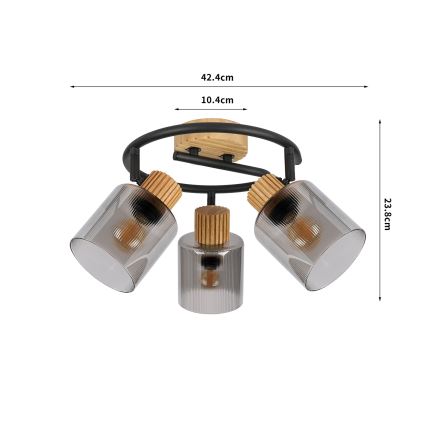 Brilagi - Oprawa punktowa HYGGE 3xE14/15W/230V drewno kauczukowe/dymione