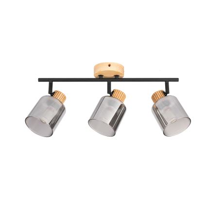 Brilagi - Oprawa punktowa HYGGE 3xE14/15W/230V drewno kauczukowe/przydymione