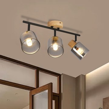 Brilagi - Oprawa punktowa HYGGE 3xE14/15W/230V drewno/przydymione