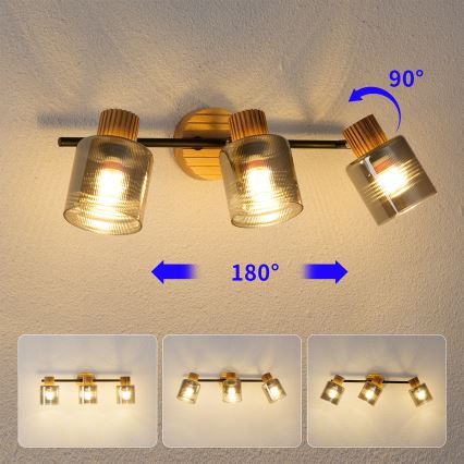 Brilagi - Oprawa punktowa HYGGE 3xE14/15W/230V drewno/przydymione