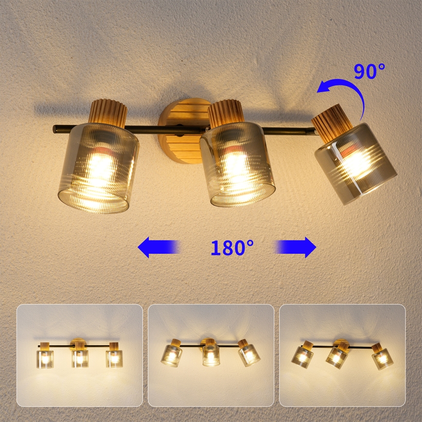 Brilagi - Oprawa punktowa HYGGE 3xE14/15W/230V drewno/przydymione