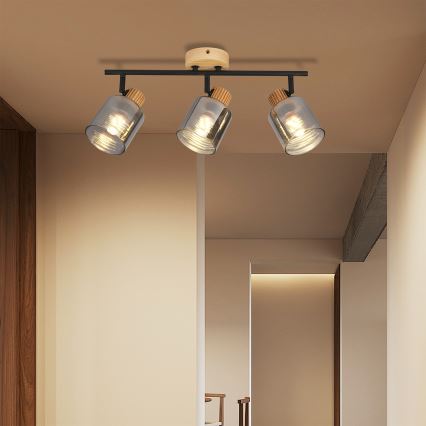 Brilagi - Oprawa punktowa HYGGE 3xE14/15W/230V drewno/przydymione