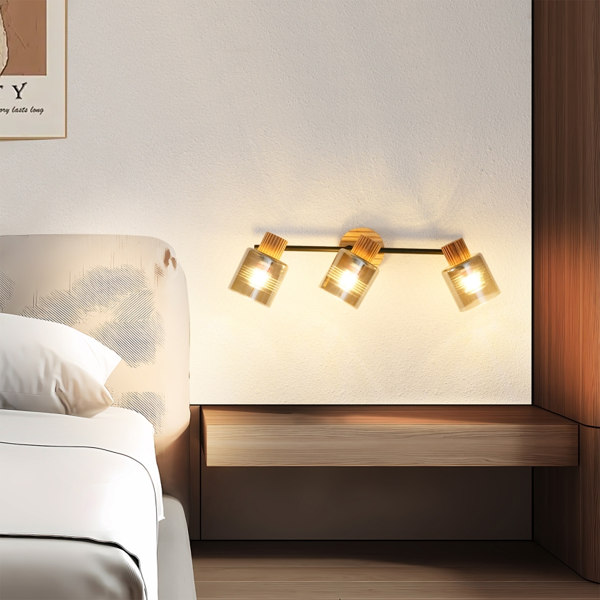 Brilagi - Oprawa punktowa HYGGE 3xE14/15W/230V drewno/przydymione