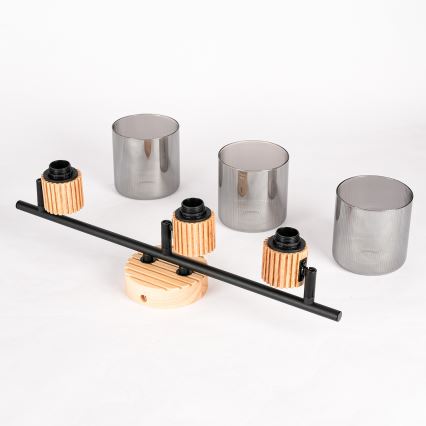 Brilagi - Oprawa punktowa HYGGE 3xE14/15W/230V drewno/przydymione