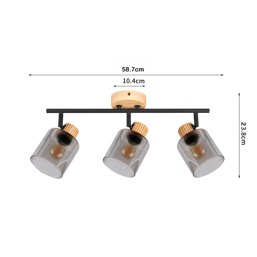 Brilagi - Oprawa punktowa HYGGE 3xE14/15W/230V drewno/przydymione
