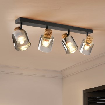 Brilagi - Oprawa punktowa HYGGE 4xE14/15W/230V czarna/dymione szkło