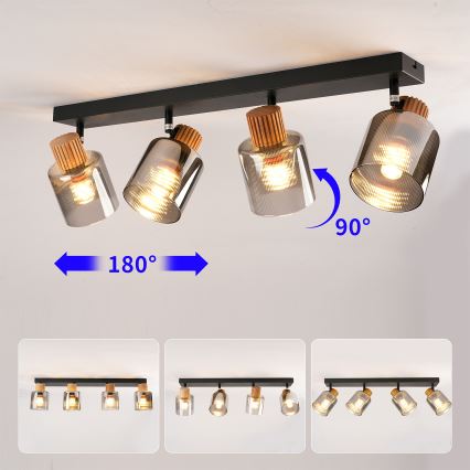 Brilagi - Oprawa punktowa HYGGE 4xE14/15W/230V czarna/dymione szkło