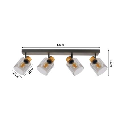 Brilagi - Oprawa punktowa HYGGE 4xE14/15W/230V czarna/dymione szkło