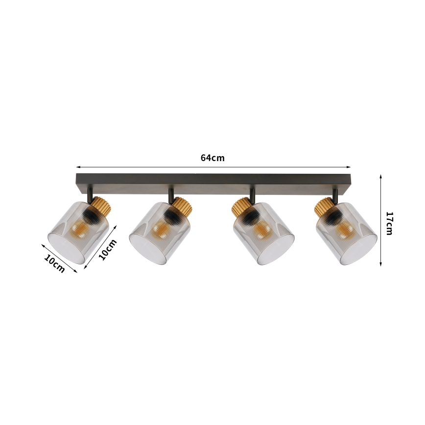 Brilagi - Oprawa punktowa HYGGE 4xE14/15W/230V czarna/dymione szkło