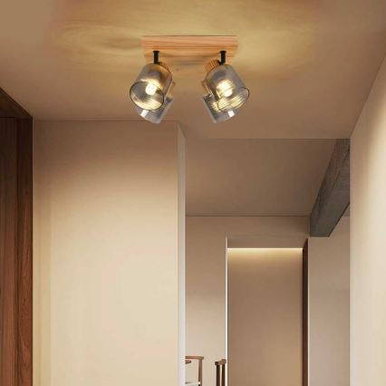 Brilagi - Oprawa punktowa HYGGE 4xE14/15W/230V drewno/dymne