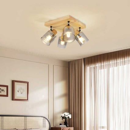 Brilagi - Oprawa punktowa HYGGE 4xE14/15W/230V drewno/dymne