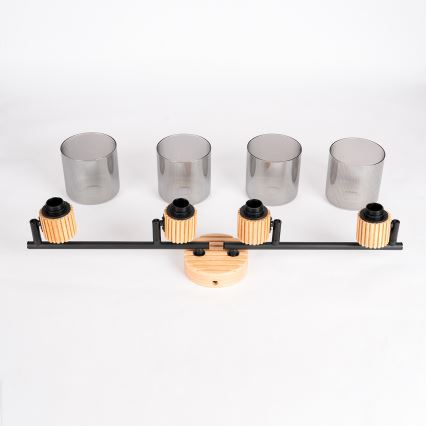 Brilagi - Oprawa punktowa HYGGE 4xE14/15W/230V drewno kauczukowe/przydymione