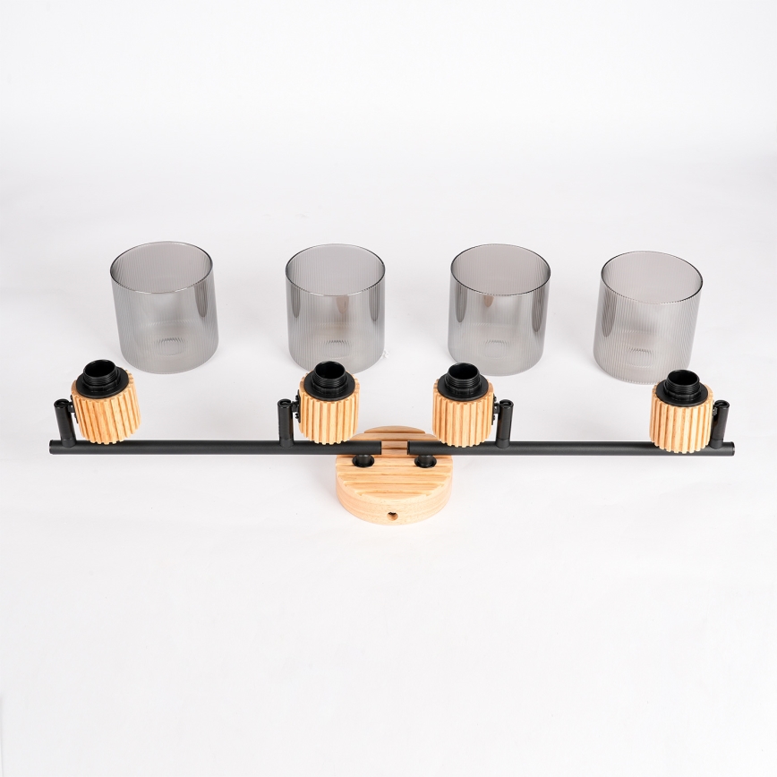 Brilagi - Oprawa punktowa HYGGE 4xE14/15W/230V drewno kauczukowe/przydymione