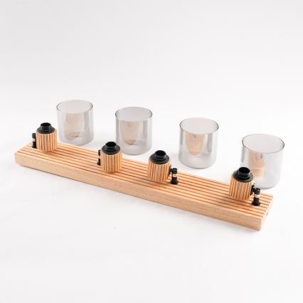 Brilagi - Oprawa punktowa HYGGE 4xE14/15W/230V drewno kauczukowe/przydymione