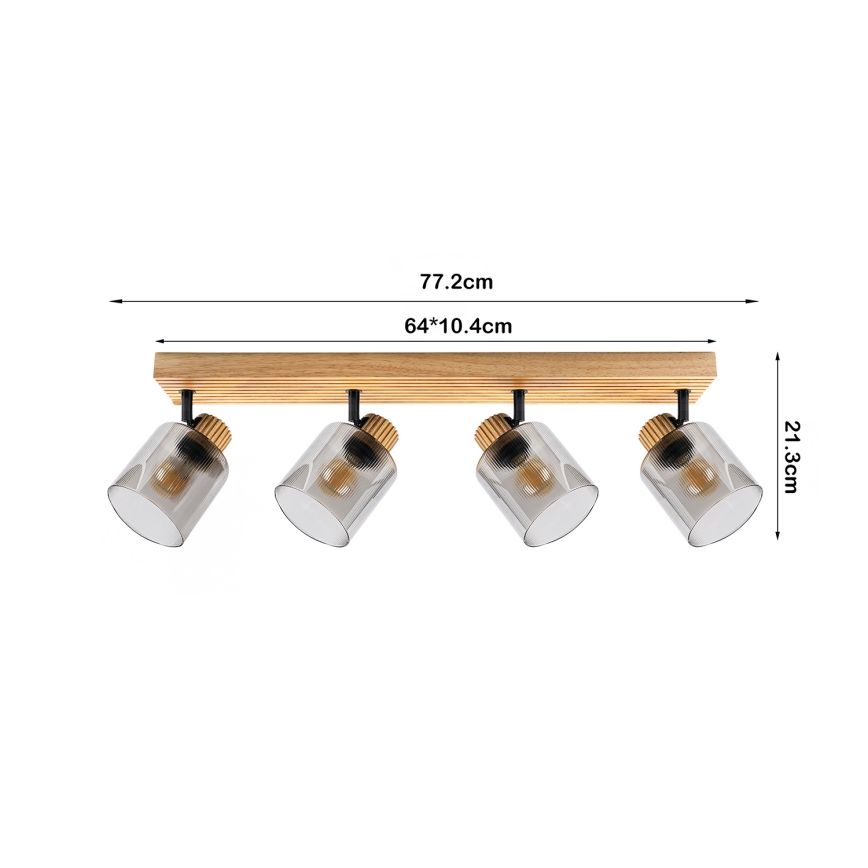 Brilagi - Oprawa punktowa HYGGE 4xE14/15W/230V drewno kauczukowe/przydymione