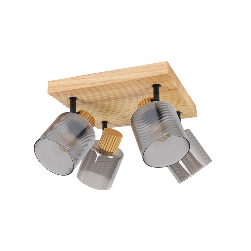 Brilagi - Oprawa punktowa HYGGE 4xE14/15W/230V drewno kauczukowe/przydymione