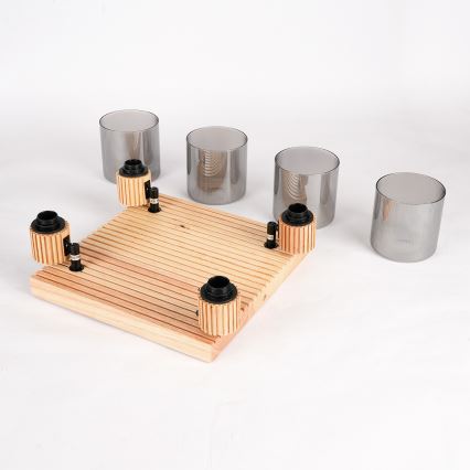 Brilagi - Oprawa punktowa HYGGE 4xE14/15W/230V drewno kauczukowe/przydymione