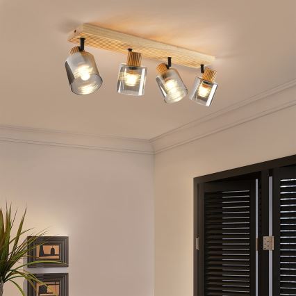 Brilagi - Oprawa punktowa HYGGE 4xE14/15W/230V drewno/przydymione