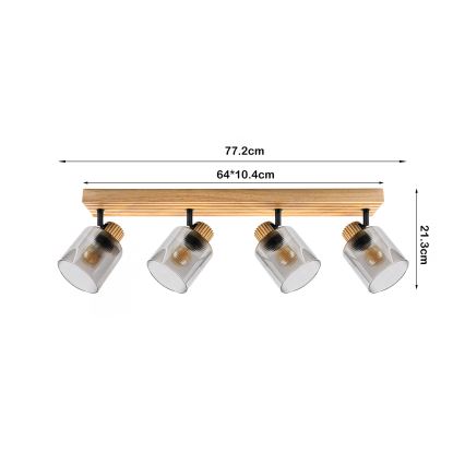 Brilagi - Oprawa punktowa HYGGE 4xE14/15W/230V drewno/przydymione