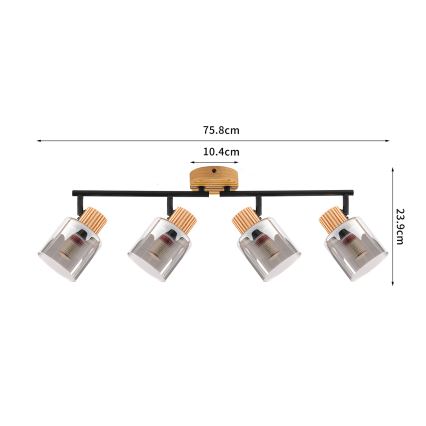 Brilagi - Oprawa punktowa HYGGE 4xE14/15W/230V drewno/przydymione szkło