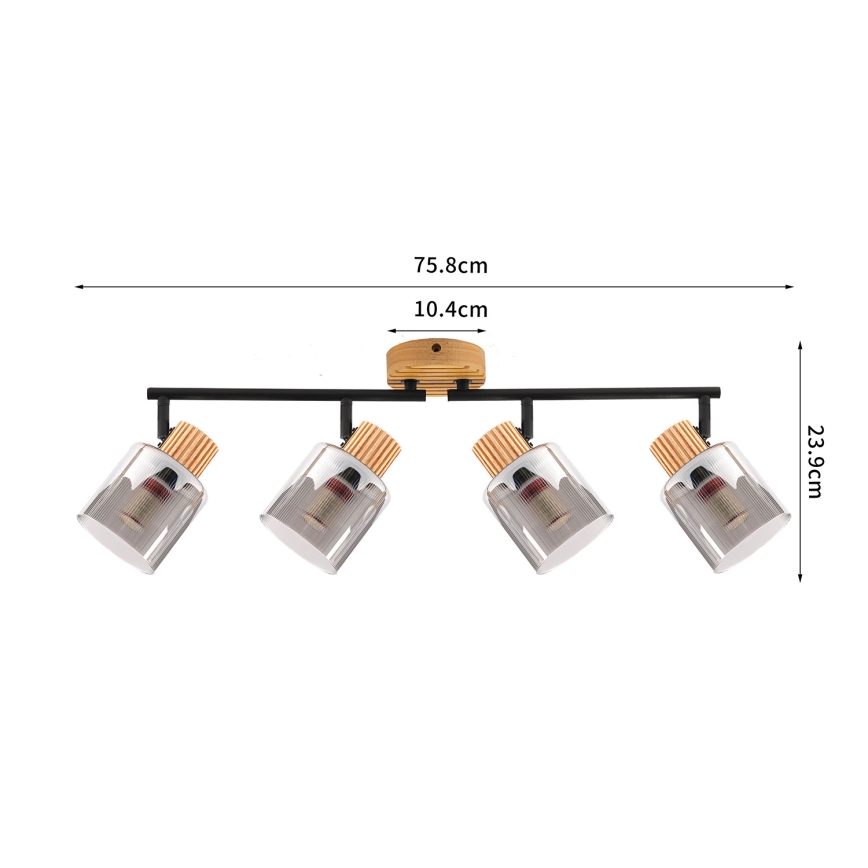 Brilagi - Oprawa punktowa HYGGE 4xE14/15W/230V drewno/przydymione szkło