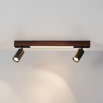 BRILAGI - Oprawa punktowa LED SELE 2xGU10/30W/230V + LED/15W czarna/dekor dębu