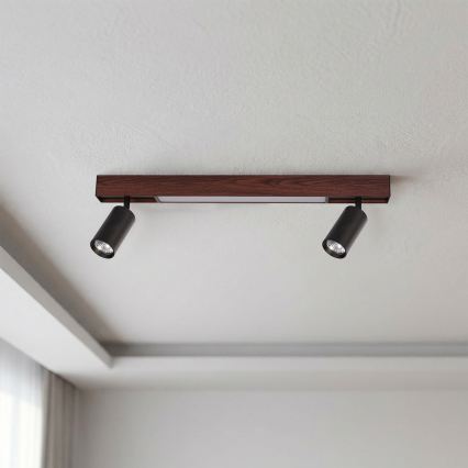 BRILAGI - Oprawa punktowa LED SELE 2xGU10/30W/230V + LED/15W czarna/dekor dębu
