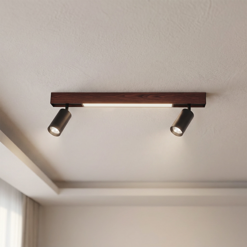 BRILAGI - Oprawa punktowa LED SELE 2xGU10/30W/230V + LED/15W czarna/dekor dębu
