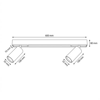 Brilagi - Oprawa punktowa LED SELE 2xGU10/30W/230V + LED/15W czarna
